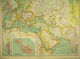 1898 COLOUR MAP INDIA RUSSIA EUROPE SEA ROUTES MALTESE
