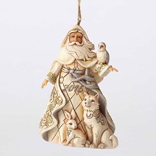 2016 Jim Shore Heartwood Creek White Woodland Santa Christmas Ornament 4053701