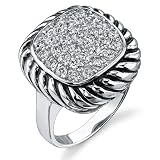 Sparkling Magic: Designer Inspired Sterling Silver Cable Style Pave CZ Diamond Ring