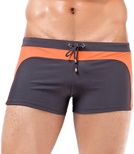 Snowman Lee Mens Elastic Gradient Color Brief Swimming Trunks (S,gray)
