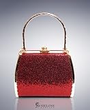 51dWw4iTvxL. SL160  Metallic Frame Classic Sequins Clutch Evening Bag , Red