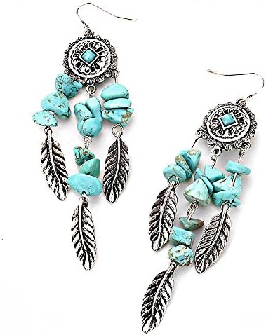 Silver and Turquoise Dreamcatcher Earrings