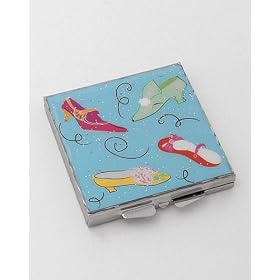 Compact Mirror & Business Card Holder Set Blue Shoes Diva