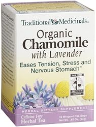 Traditional Medicinals Organic Fair Trade Certified Chamomile with Lavender Herbal Tea, 16-Count Wrapped Tea Bags (Pack of 6)