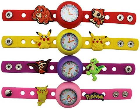 1 Red Kids DIY Watch + 14 Pokemon Pikachu the Dinosaur Shoe Charms Party Gifts