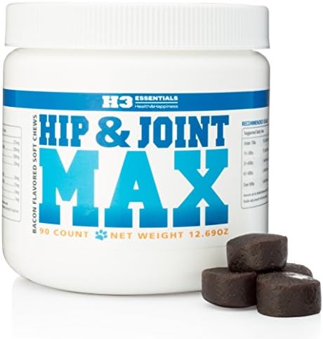 H3 Essentials - Maximum Joint Health for Dogs Suffering From Arthritis - Glucosamine, Chondroitin, MSM, Omega 3, Vitamin C, Yucca and Hyularonic Acid - 90 Count