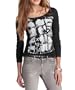 edc by ESPRIT Damen Langarmshirt 112CC1K015, Gr. 42 (XL), Schwarz (black 001)