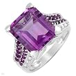 High Quality Ring With 7.40ctw Precious Stones - Genuine Clean Diamonds, Amethysts Beautifully Crafted in 14K White Gold. Total item weight 8.0g - Certificate Available.