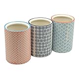 Nicola Spring Patterned Porcelain Kitchen Utensil Pots - Set Of 3