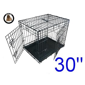 Dog Puppy Cage Medium 30 inch Black Folding 2 Door Cage by Ellie-Bo