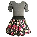 Bonnie Jean LITTLE GIRLS 4-6X GREY BLACK MULTI FLORAL ZEBRA PRINT BUBBLE KNIT Girl Party Dress