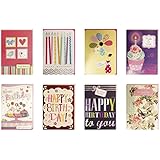 Birthday Cards Assorted Handmade Embellished Cards Box Set Bulk Assortment for Her Birthday, 8 Piece