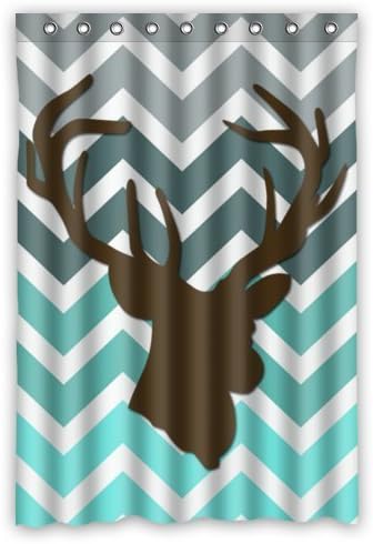 Turquoise Chevron Deer head designed Polyester Fabric Waterproof Shower Curtains 48" x 72" bathroom accessories