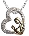 14k Plating Sterling Silver Diamond Mom and Child Heart Pendant Necklace (3/20 cttw, H-I Color, I1-I2 Clarity), 18