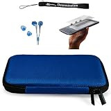 Blue Durable Nylon Cover Portfolio Case with Mesh Pocket for Amazon Kindle Wireless Reading Device, Wi-Fi, 6" Display 3rd Generation + Includes a Anti Glare Screen Protector + Includes Blue Crystal Clear High Quality HD Noise Filter Ear Buds