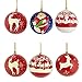 BestPysanky Set of 6 Santa and Reindeer Wooden Christmas Ball Ornaments