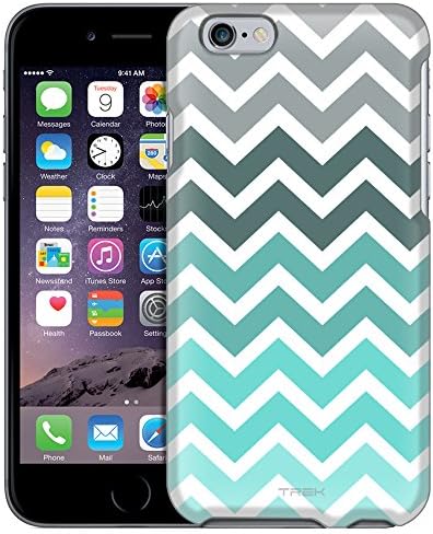 Apple iPhone 6 Case, Snap On Cover by Trek Chevron Grey Green Turquoise White Firm Case