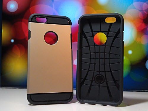 iPhone 6 Case (4.7 inch) - Protective Dual Layer Apple Phone Covers - Black Shock Absorbent Silicone TPU Inner Layer / Gold Polycarbonate PC Tough Outer Layer - Slim, Stylish Second Generation 6G Super Armor offers a Great Level of Protection - Extreme Protection without the Bulk!
