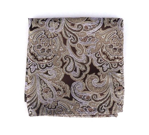 100% Silk Woven Chocolate Paisley Pocket Square