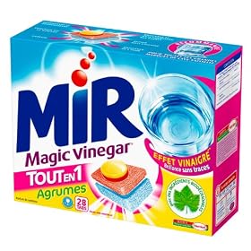 Mir - Magic Vinegar - Lavage Vaisselle en Machine - Tabs - Tout en 1 Agrumes - 28 Tabs