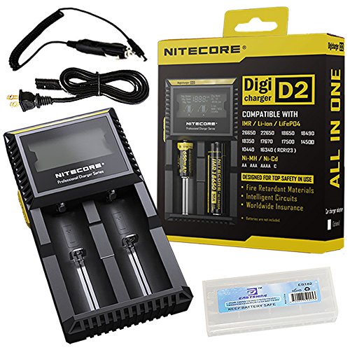Bundle:Nitecore D2 Charger 2015 New Smart Universal Charger with EASTSHINE EB182 Battery Box Car Adapter