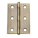 Narrow Miniature Solid-Brass Hinges with Antique Brass Finish, pair, 2-1/2'' L x 1-3/4'' W, (64 mm x 44.4 mm)