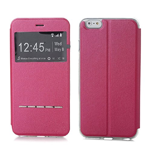 Malloom Smart Front Window Flip Leather Case Cover for Iphone 6 Plus (Pink)