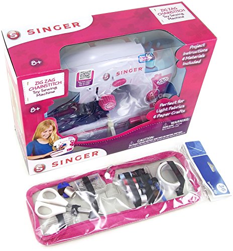 Singer Zigzag Chainstitch Toy Sewing Machine with a 36 Piece Sewing Kit (Bundle)