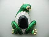 18k Gold Onyx, Sapphire and Diamond Frog Brooch
