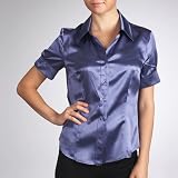 Sandals Cay Women's Short-Sleeve Satin Silk Blouse