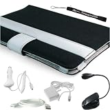 Canvas Case Cover Slim Design for Kindle Wireless Reading Device (6" Display, Global Wireless, 2nd Generation Kindle Only) + Indlues a 4-Inch Determination Hand Strap + Includes a 3 in 1 Combo Travel kit of a Home and Car Charger with a USB Data Sync Cable for your PC + also includes a "Read in the Dark LED Light" with a Flexible GooseNeck