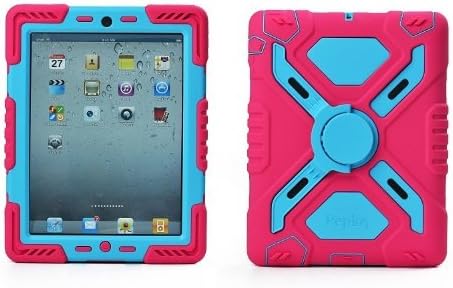 ElecDay Survivor iPad Mini Case iPad Mini 3 Smart Cover Military Silicone Child Proof Plastic Shell Kids Gift with Apple iPad Mini 2 Screen Protector (Rose/blue)