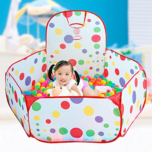 Maxmaxi Portable Folding Colorful Polka Dot Children Play Playpen Pools (39.37" Diameter)