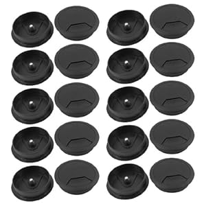 20pcs PC Computer Desk Grommet Wire Hole Cap Cable Cover 60mm Black