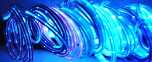 DOOMAGIC 3ft 1m High Speed LED Light Up Micro USB 3.0 Data Charging Charger Flat Cable Cord for Samsung Galaxy S5 I9600 Note 3 N9000 (Light blue)