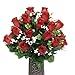 Red Rose Silk Flower Bouquet with Stay-In-The-Vase® Design Flower Holder(SM1584)