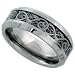 Tungsten 8 mm (5/16 in.) Comfort Fit Flat Wedding Band Ring w/ Celtic Dragon Inlay (Available in Sizes 7 to 14), size 8