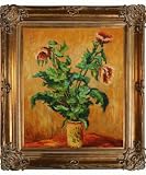 Art Reproduction Oil Painting - Purple Poppies with Renaissance Bronze Frame - Bronze Finish - 30 X 34 - Hand Painted Framed Canvas Art