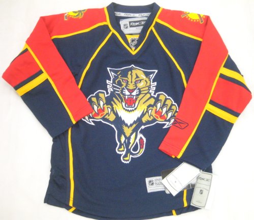 NHL Reebok Florida Panthers Youth L/XL Stitched/Premier Jersey Blue
