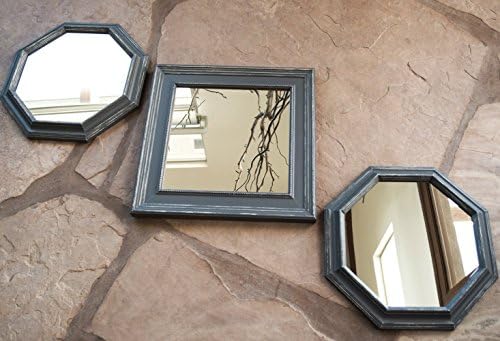 Wall Mirrors Set of Three in Anonymous Gray and White Distressing