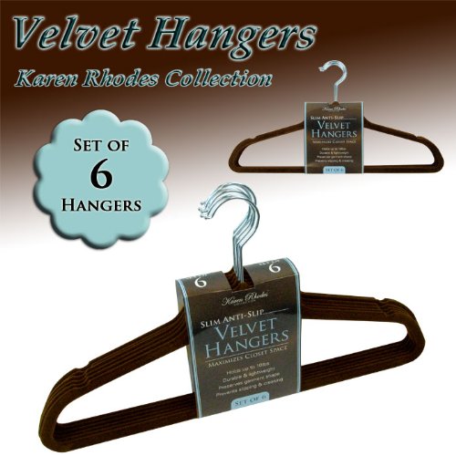 SET OF 6 VELVET HANGERS - CHOCOLATE