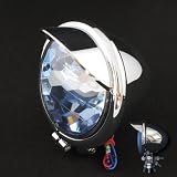 Headlight Spotlight Motorcycle Blue Lens Fits Chopper Harley Scooter Honda 