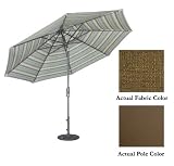 11' Deluxe Crank Tilt Patio Market Umbrella - Bronze: Sesame Linen