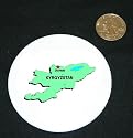 3" button / pin printed with map, kyrgyzstan, geograpy