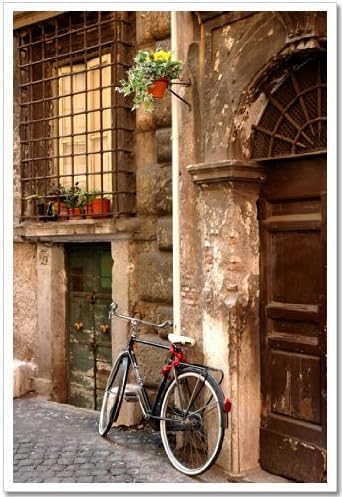 Bycicle by the Door, Rome Italy - 20 x 29 inch Art Giclee Photo Print Poster By Igor Maloratsky