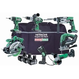 Hitachi KTL718C 7 Piece Cordless Tool Kit (18 V, 3 x Li-Ion Batteries & Bag)