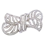 Cubic Zironia Sterling Silver Bow Pin Brooch