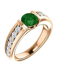 18K Rose Gold 6.00mm Round Cut Chrome Tourmaline and Diamond Ring -- LIFETIME WARRANTY