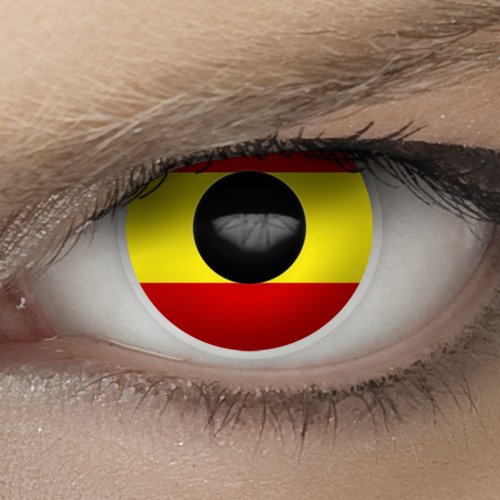 Hochwertige Fan Kontaktlinsen, Fußball WM 2014 in Brasilien, Motiv Flagge “Spanien” (inkl. gratis Linsenbehälter)