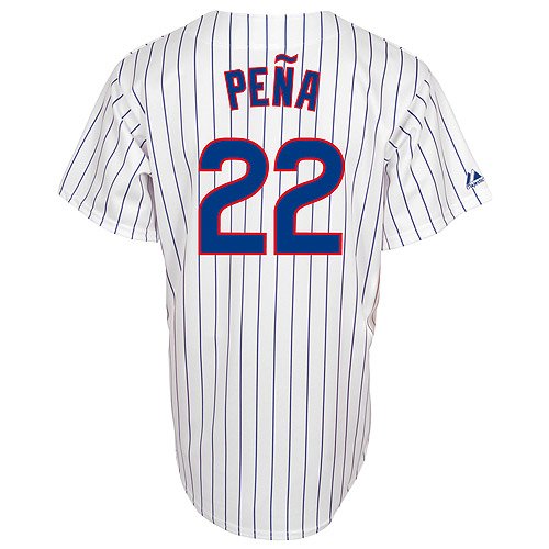 MLB Men's Chicago Cubs Carlos Pena White/Royal Pinstrp Home Short Sleeve 6 Button Synthetic Replica Baseball Jersey Big & Tall Spring 2012  (White/Royal Pinstrp, XXX-Large)